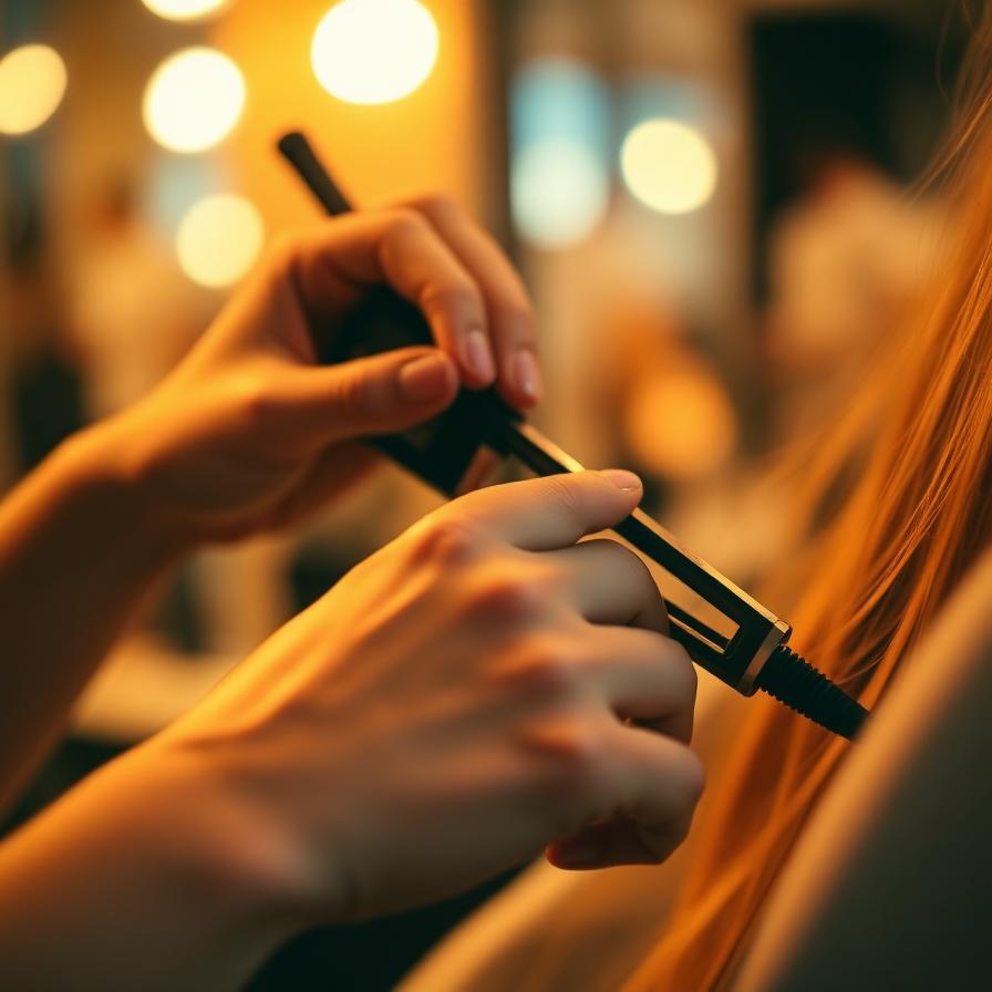 Stylist hands working with hair tools
